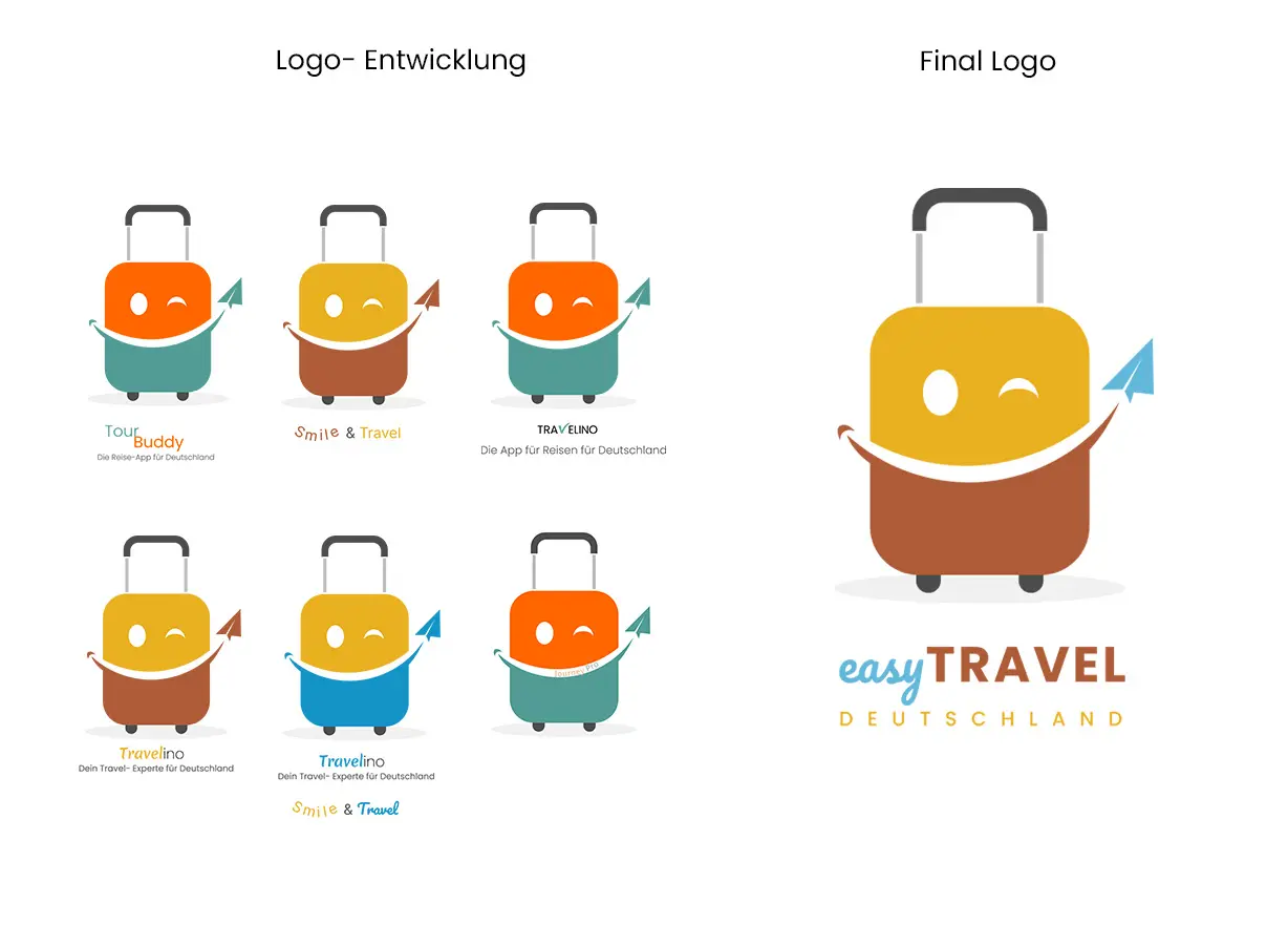 Übersicht Logo Entwicklung der Reiseapp