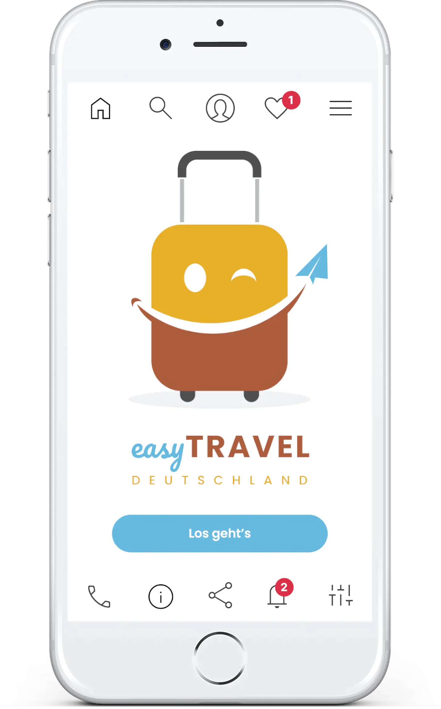 Handy-Mockup Reiseapp easyTravel Deutschland